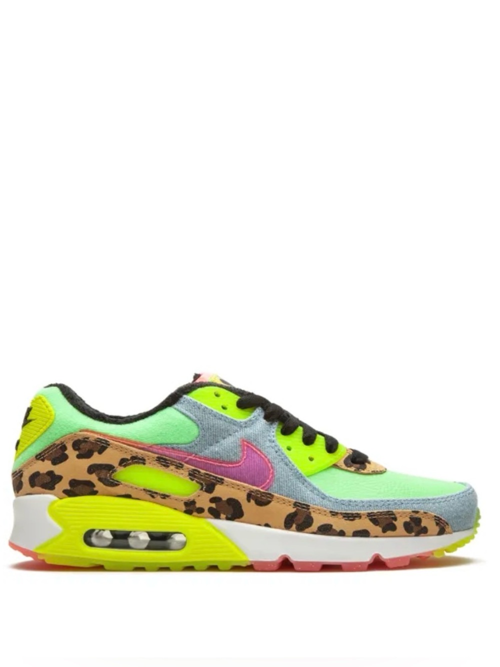 Nike Wmns Air Max 90 LX 'Illusion Green' Denim Leopard Sneakers - Size W 9/M 7.5 - Picture 3 of 11